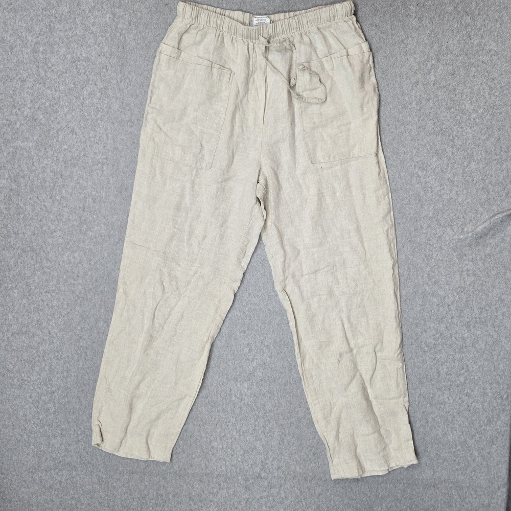 Hot Cotton By Marc Ware Women Pants M Beige Linen Coastal Beach
